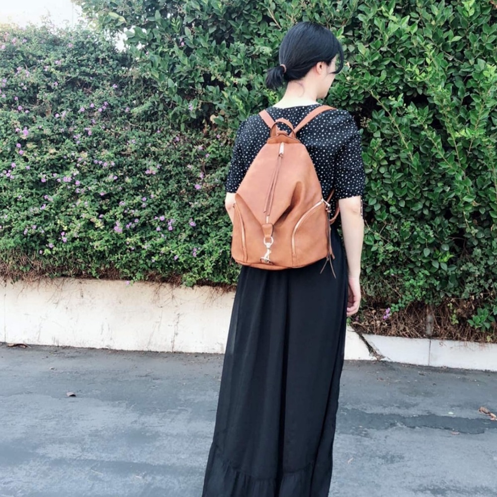 Sondra Robert’s Leather Backpack Purse with Zipper On Both Sides